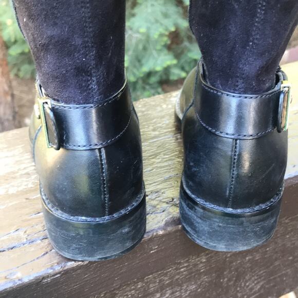 Cole Haan Adler Riding Tall Suede Leather Pull on Black Boots Women's Size 5.5B - Picture 5 of 12